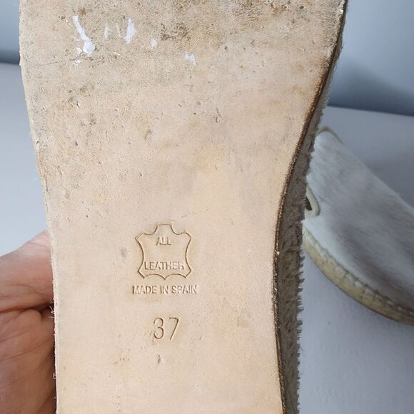 Elyse Walker Los Angeles Ivory Calf Hair Espadrille Women Size 37 Made In Spain - Picture 4 of 5